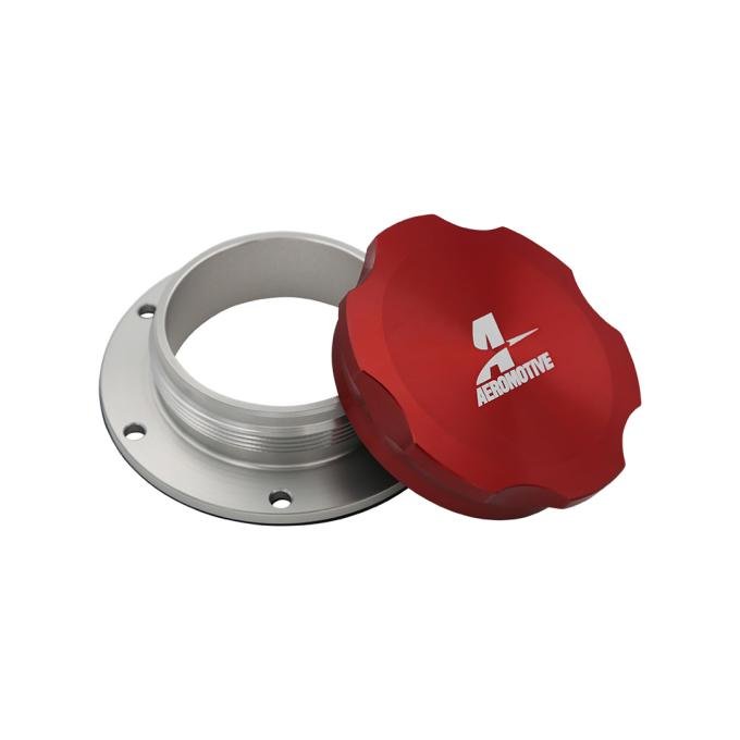 Aeromotive Billet Fuel Cell Fillcaps: Bolt-On, Red / 6-Bolt 18729
