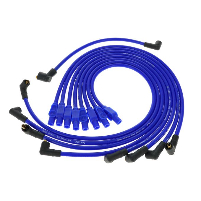 Taylor Cable 1955-76 Multi-Make V8 10.4mm 409 Series Spark Plug Wire Set, 180&deg; Spark Plug Boot Angle, Blue 79665