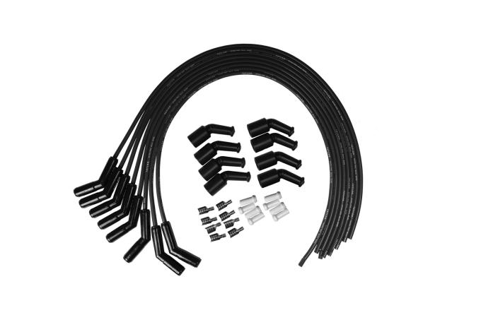 Taylor Cable LS Engines Universal 8mm Spiro-Pro Black Ceramic Boots Spark Plug Wire Set, 135&deg; Spark Plug Boot Angle, Black 75063-B