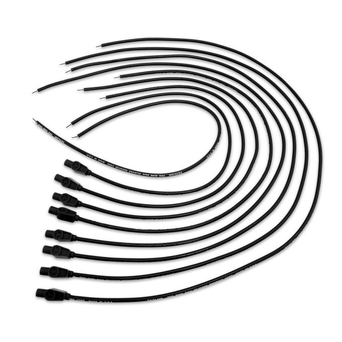 Taylor Cable Universal 8mm Resistor Core Pro Spark Plug Wire Set, 8 Cylinders, 180&deg; Spark Plug Boot Angle, Black 70055
