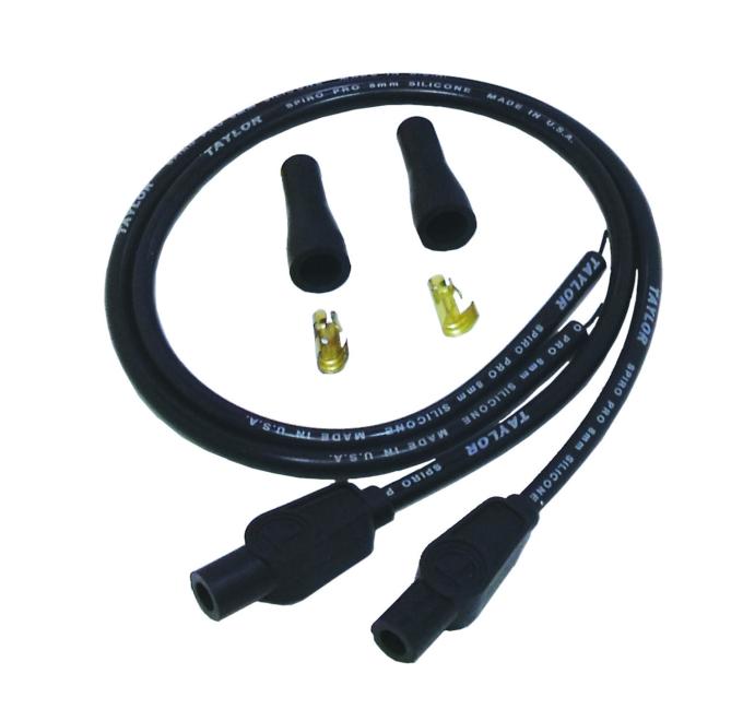 Taylor Cable Universal 8mm Spiro-Pro Motorcycle Spark Plug Wire Set, 180&deg; Spark Plug Boot Angle, Black 10055