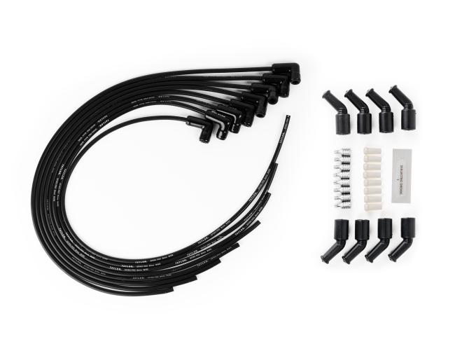 Taylor Cable LS Engines Universal 8mm Spiro-Pro Black Ceramic Boots Spark Plug Wire Set, 90&deg; Spark Plug Boot Angle, Black 75061-B