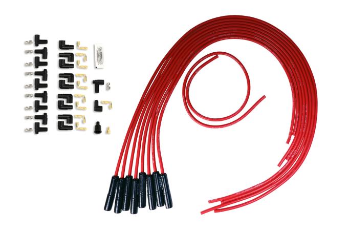 Taylor Cable Universal 8mm Spiro-Pro Black Ceramic Boots Spark Plug Wire Sets, 180&deg; Spark Plug Boot Angle, Red 75255-B