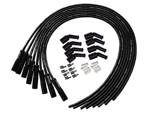 Taylor Cable LS Engines Universal 8.2mm ThunderVolt Black Ceramic Boots Spark Plug Wire Sets, 180&deg; Spark Plug Boot Angle, Black 85065-B