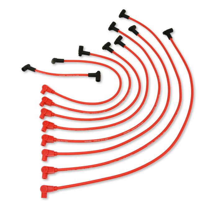 Taylor Cable 1997-17 GM LS-Series V8 8mm Spiro-Pro Spark Plug Wire Set, Red, 180&deg; Spark Plug Boot Angle 74244