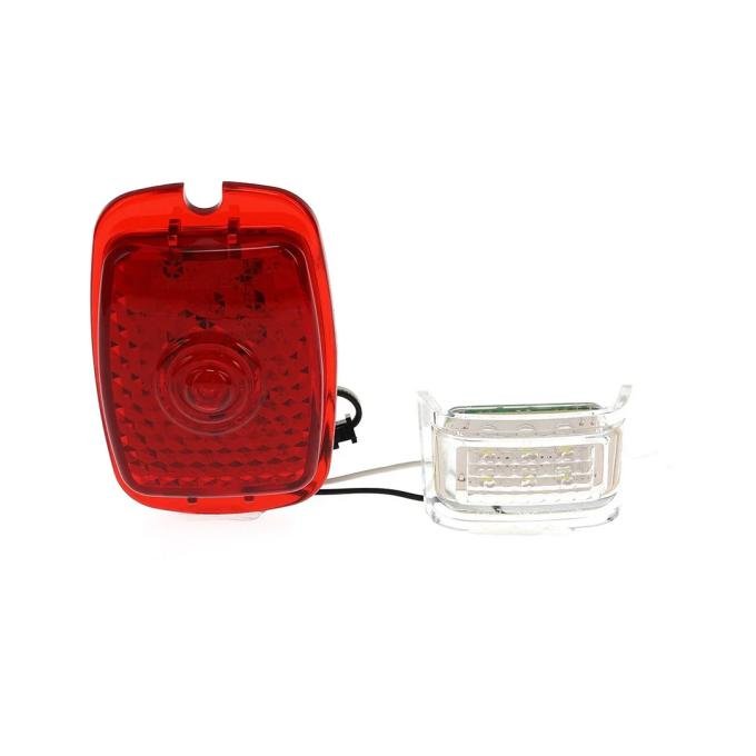 AMD Tail Light Lens, Red Lens, 27 Red Sequential LED, 6 White License Lamp LED, 12 Volt, LH, 47-53 Chevy GMC Truck X951-4047-EL