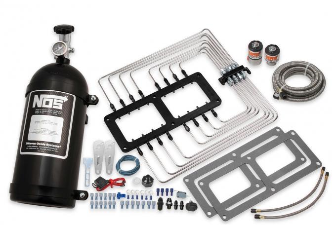 NOS Supercharger Wet Nitrous System, Black Injector Plate, Black Plumbing, Black 10 Lb Bottle 02520BNOS