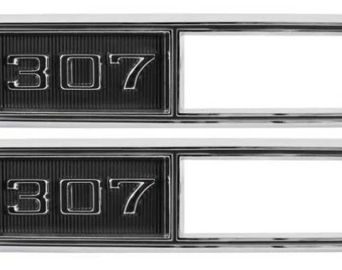 AMD Side Marker Bezels, Front, "307", LH/RH Pair, 68 Chevelle El Camino Fullsize Chevy Car; 68-69 Chevy II Nova T-4520
