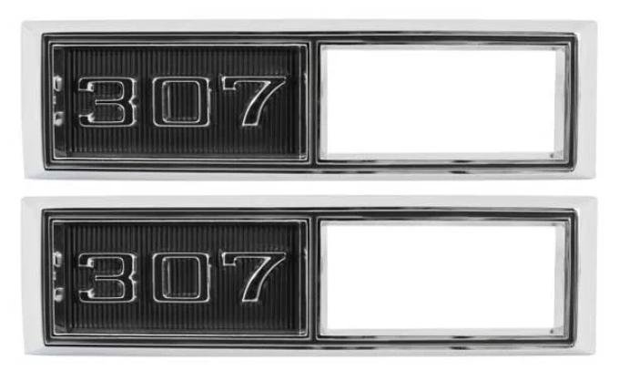 AMD Side Marker Bezels, Front, "307", LH/RH Pair, 68 Chevelle El Camino Fullsize Chevy Car; 68-69 Chevy II Nova T-4520