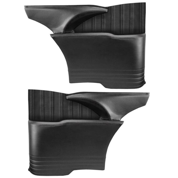 TMI Rear Molded Quarter Panels, Sport Pattern  1955-1957 Chevrolet Bel Air Sedan, Charcoal Black Verona Vinyl W/Black Stitch 11-83601-6525-BKS