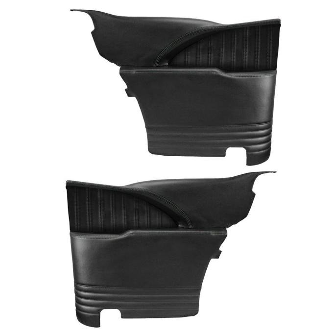 TMI Rear Molded Quarter Panels, Sport Pattern, 1955-57 Chevy 2-Door Hardtop, Black Madrid Vinyl W/Black Stitch 11-83600-2295-BKS