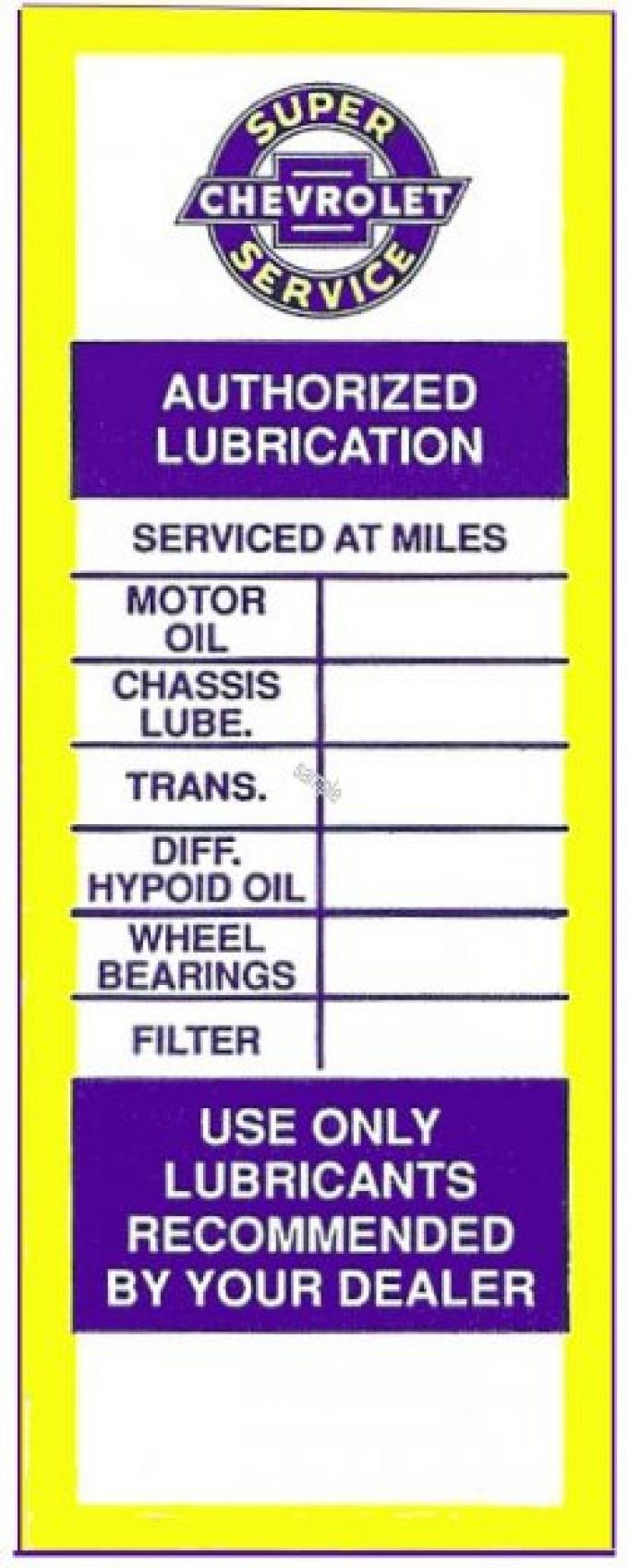 Chevy Service Door Jamb Decal, 1955-1957