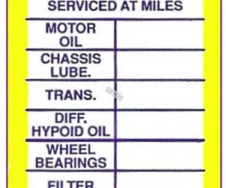 Chevy Service Door Jamb Decal, 1949-1954