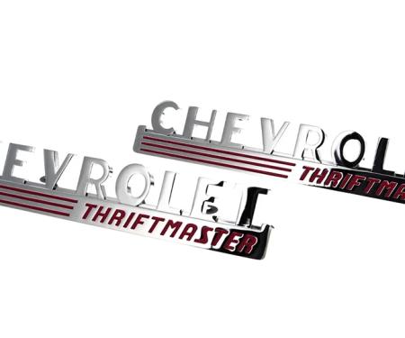 AMD Hood Side Emblems, Pair, CHEVROLET Thriftmaster, 47-48 Chevy Pickup Truck Suburban X999-4047-33P