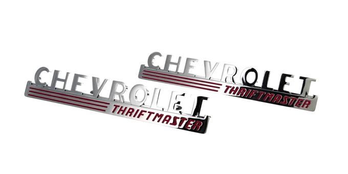 AMD Hood Side Emblems, Pair, CHEVROLET Thriftmaster, 47-48 Chevy Pickup Truck Suburban X999-4047-33P
