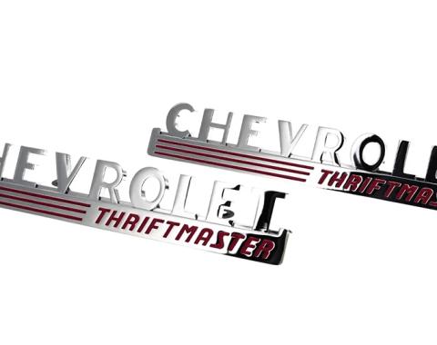 AMD Hood Side Emblems, Pair, CHEVROLET Thriftmaster, 47-48 Chevy Pickup Truck Suburban X999-4047-33P