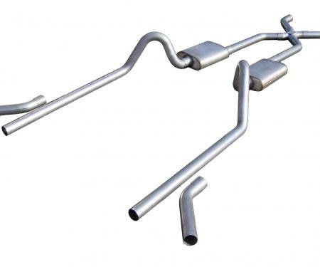 Pypes Crossmember Back w/X-Pipe Exhaust System 55-57 Tri-Five Chevy Split Rear Dual Exit 2.5 in Intermediate X-Pipe And Tail Pipe Violator Mufflers/Hardware Incl Tip Not Incl Exhaust SGC10V