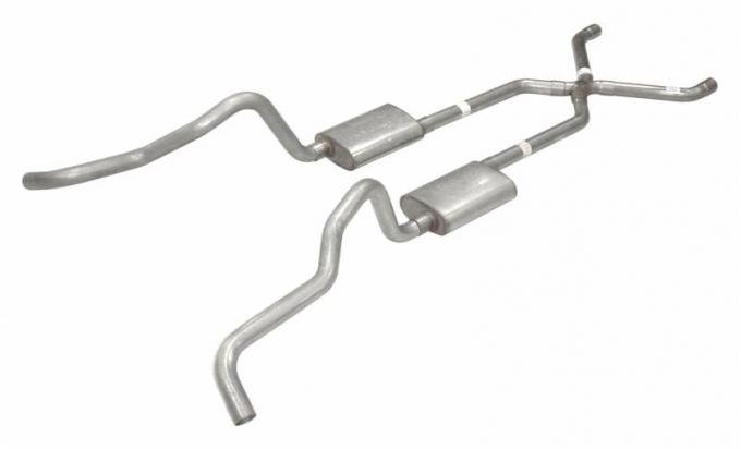 Pypes Crossmember Back w/X-Pipe Exhaust System 55-57 Chevy Wagon Split Rear Dual Exit 2.5 in Intermediate And Tail Pipe Hardware Incl Muffler And Tip Not Incl Exhaust SGC16