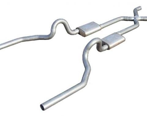 Pypes Crossmember Back w/X-Pipe Exhaust System 78-88 GM G-Body SS Split Rear Dual Exit 3 in Intermediate Pipe And Tailpipe Hardware Incl Muffler And Tip Not Incl Natural Stainless Steel Exhaust SGG13