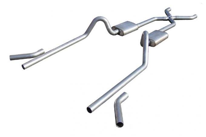 Pypes Crossmember Back w/X-Pipe Exhaust System 55-57 Tri-Five Chevy Split Rear Dual Exit 2.5 in Intermediate And Tail Pipe Hardware Incl Muffler And Tip Not Incl Exhaust SGC10