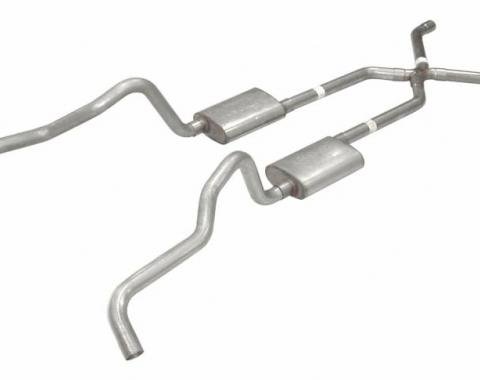 Pypes Crossmember Back w/X-Pipe Exhaust System 55-57 Chevy Wagon Split Rear Dual Exit 2.5 in Intermediate And Tail Pipe Hardware Incl Muffler And Tip Not Incl Exhaust SGC16