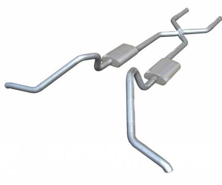 Pypes Crossmember Back w/X-Pipe Exhaust System 65-70 B-Body Split Side Dual Exit 2.5 in Intermediate And Tail Pipe Hardware Incl Muffler And Tip Not Incl Exhaust SGB10