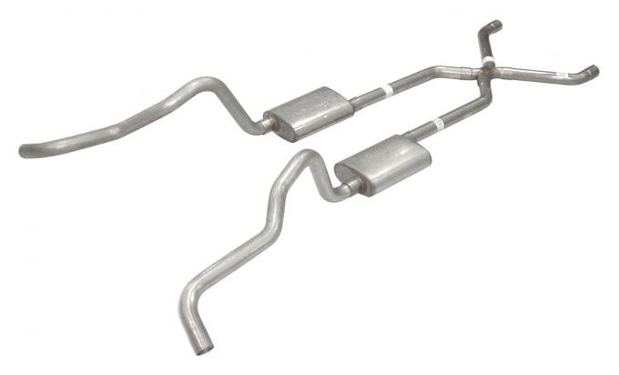 Pypes Crossmember Back w/X-Pipe Exhaust System 55-57 Chevy Wagon Split Rear Dual Exit 2.5 in Intermediate X-Pipe And Tail Pipe Street Pro Mufflers/Hardware Incl Tip Not Incl Exhaust SGC16S