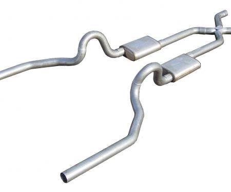 Pypes Crossmember Back w/X-Pipe Exhaust System 78-88 GM G-Body SS Split Rear Dual Exit 3 in Intermediate Pipe And Tailpipe Race Pro Mufflers/Hardware Incl Tip Not Incl Natural Stainless Steel Exhaust SGG13R