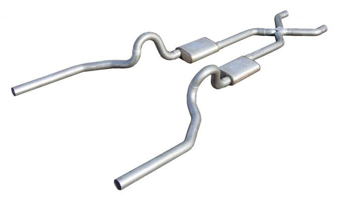 Pypes Crossmember Back w/X-Pipe Exhaust System 78-88 GM G-Body SS Split Rear Dual Exit 3 in Intermediate Pipe And Tailpipe Race Pro Mufflers/Hardware Incl Tip Not Incl Natural Stainless Steel Exhaust SGG13R