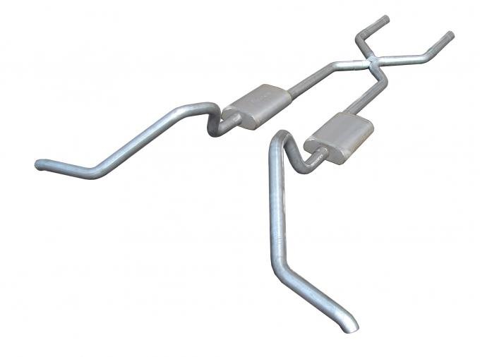 Pypes Crossmember Back w/X-Pipe Exhaust System 65-70 B-Body Split Side Dual Exit 2.5 in Intermediate And Tail Pipe 18 in Race Pro Mufflers/Hardware Incl Tip Not Incl Exhaust SGB10R30