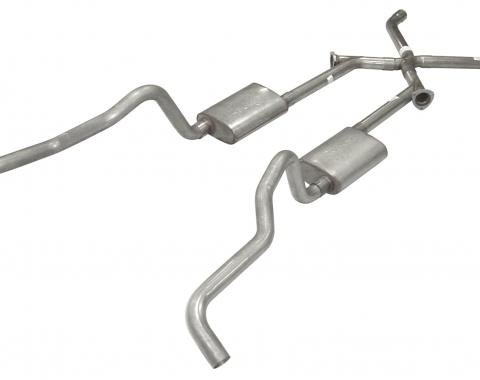 Pypes Crossmember Back w/X-Pipe Exhaust System 55-57 Tri-Five Chevy Split Rear Dual Exit 2.5 in Intermediate And Tail Pipe Race Pro Muffler/Hardware Incl Tip Not Incl 409 Stainless Steel Exhaust SGC17R