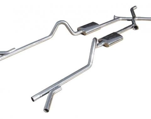 Pypes Crossmember Back w/Xchange Exhaust System 55-57 Chevy Split Rear Dual Exit 2.5 in Intermediate And Tailpipe Muffler And Tip Not Incl 409 Stainless Steel Exhaust SGC11