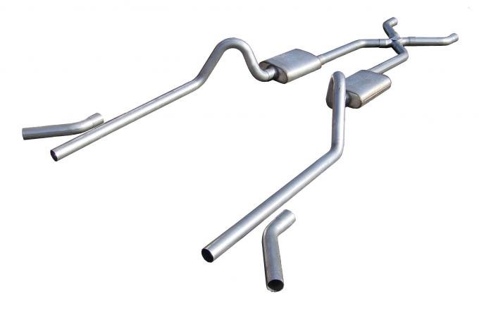 Pypes Crossmember Back w/X-Pipe Exhaust System 55-57 Tri-Five Chevy Split Rear Dual Exit 2.5 in Intermediate X-Pipe And Tail Pipe Race Pro Muffler/Hardware Incl Tip Not Incl Exhaust SGC10R