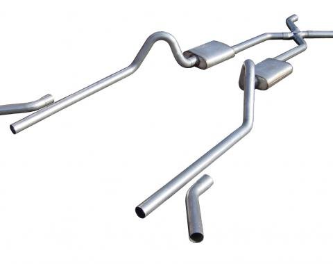 Pypes Crossmember Back w/X-Pipe Exhaust System 55-57 Tri-Five Chevy Split Rear Dual Exit 2.5 in Intermediate X-Pipe And Tail Pipe Race Pro Muffler/Hardware Incl Tip Not Incl Exhaust SGC10R