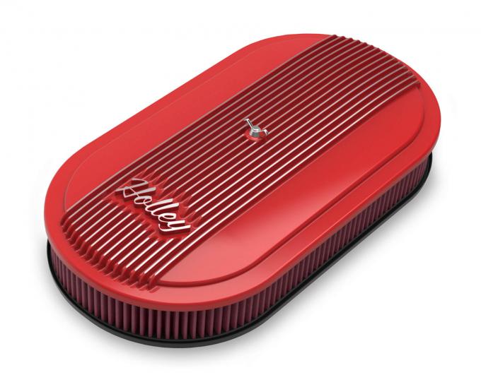 Holley Vintage Series Oval Air Cleaner, Gloss Red Machined 120-404