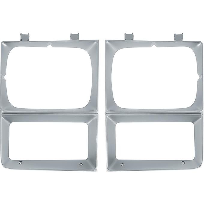 1983-84 Chevrolet, GMC, Pickup, Blazer, Jimmy, Suburban, Headlamp Bezel, Single Headlamp, Argent Silver, RH & LH, Pair