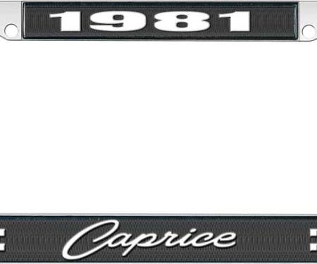 OER 1981 Caprice Style #1 Black and Chrome License Plate Frame with White Lettering LF2278101A