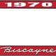 OER 1970 Biscayne Style #1 Red and Chrome License Plate Frame with White Lettering LF2267001C