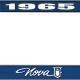 OER 1965 Nova Blue and Chrome License Plate Frame with White Lettering *LF3566501B