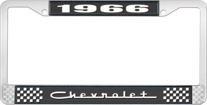 OER 1966 Chevrolet Style #5 Black and Chrome License Plate Frame with White Lettering LF2236605A