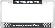 OER 1963 Impala Style #4 Black and Chrome License Plate Frame with White Lettering LF2246304A