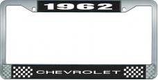 OER 1962 Chevrolet Style #1 Black and Chrome License Plate Frame with White Lettering LF2236201A