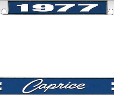 OER 1977 Caprice Style #1 Blue and Chrome License Plate Frame with White Lettering LF2277701B