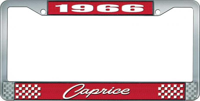 OER 1966 Caprice Style #1 Red and Chrome License Plate Frame with White Lettering LF2276601C