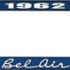 OER 1962 Bel Air Blue and Chrome License Plate Frame with White Lettering LF2256202B
