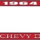 OER 1964 Chevy II Red and Chrome License Plate Frame with White Lettering LF3556401C