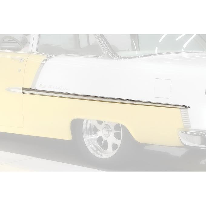 1955 Chevrolet Bel Air, Quarter Panel Molding, 2 Door, Stainless Steel, LH Driver Side