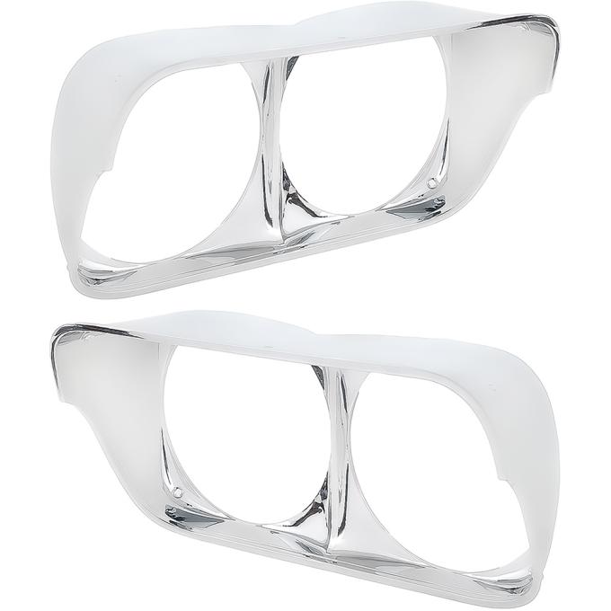 1968 Impala, Caprice, Bel Air, Biscayne, Headlamp Bezel Set, Chrome Die-Cast, Pair