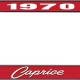 OER 1970 Caprice Style #1 Red and Chrome License Plate Frame with White Lettering *LF2277001C