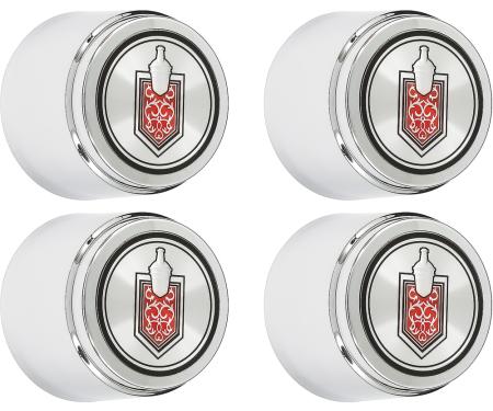 1981-88 Monte Carlo, ZJ7 Aluminum Wheel Center Caps, 15" x 7", Chrome, with Shield, Set of 4
